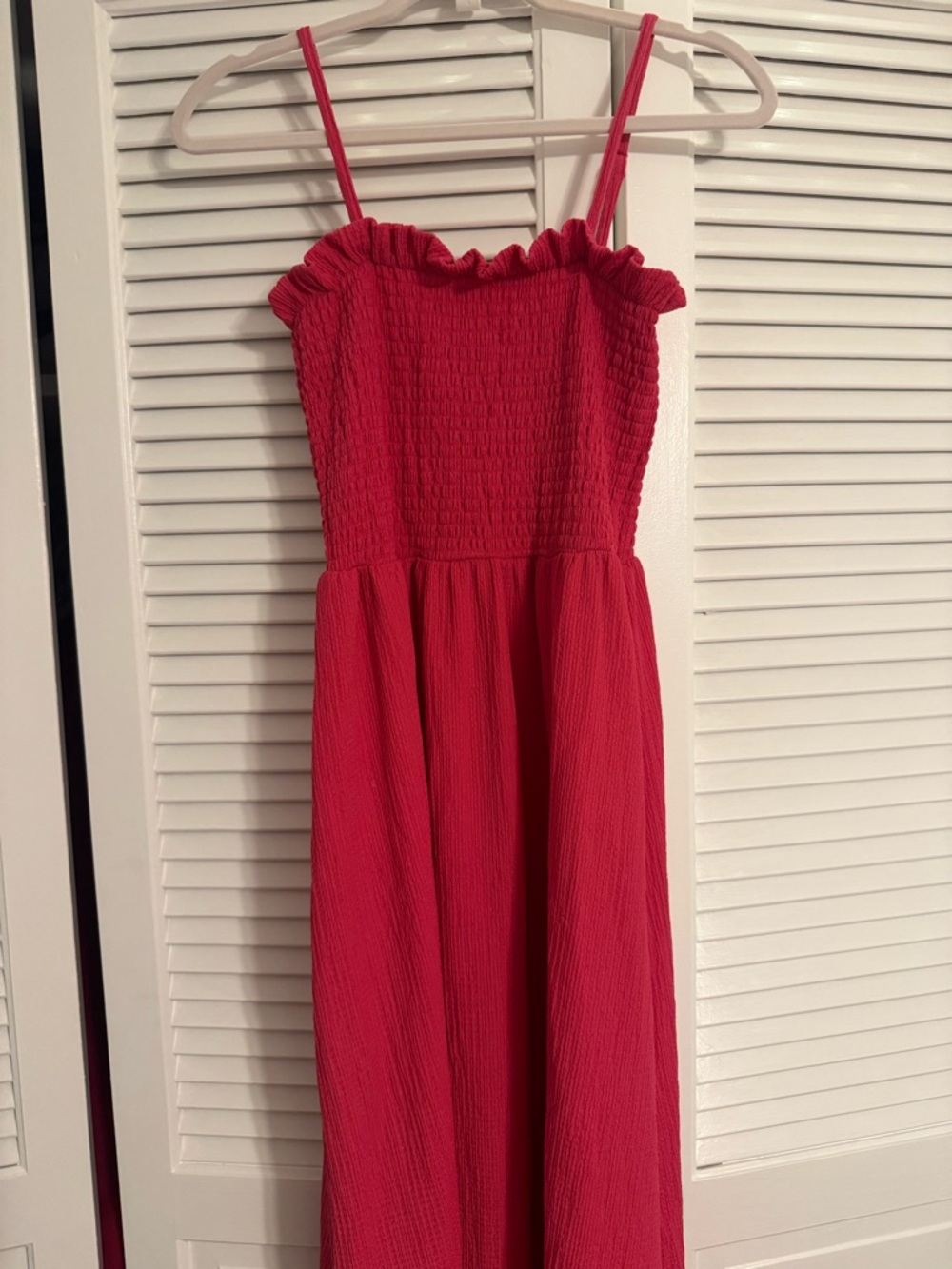 H&M Pink Smocked Bodice Sundress with Ruffle Neckline